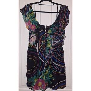 Ark and Co. 100% Silk Women's Size Medium  Blouse Top Flowy  Artsy Whimsygoth